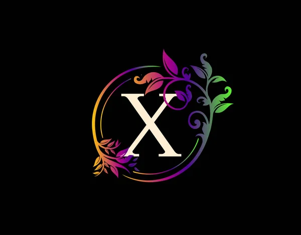 奢华的X字花卉设计 五彩斑斓的城市漩涡X标志图标 — 图库矢量图片