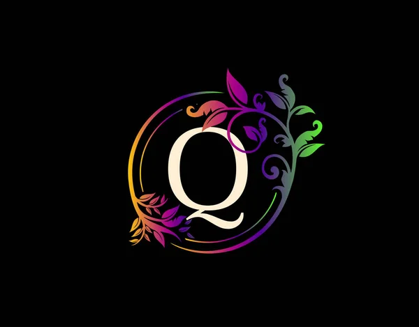 Luxe Lettre Floral Design Coloré Urban Swirl Logo Icône — Image vectorielle