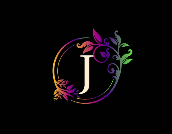 Luxo Carta Floral Design Ícone Colorido Urban Swirl Logo — Vetor de Stock