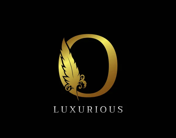 Golden Feather Letter Luxury Brand Logo Icon Vector Design Concept — стоковий вектор