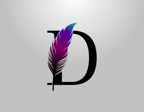 Feather Letter Brand Logo Icon Vector Design Concept Feather Letter —  Vetores de Stock