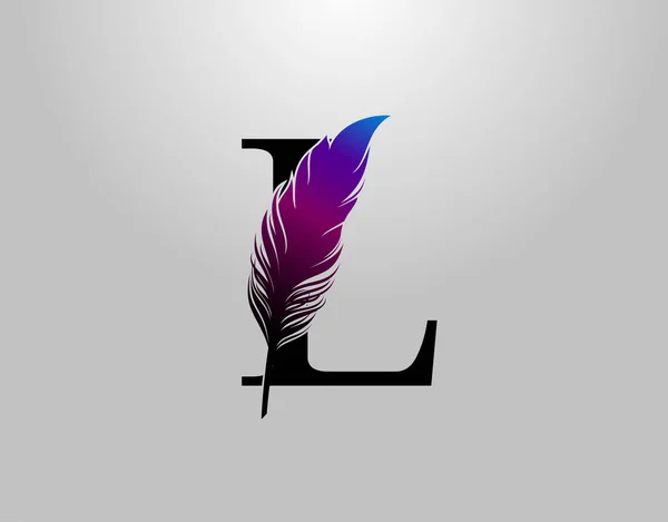 Feather Letter Brand Logo Icon Vector Design Concept Feather Letter — Vetor de Stock