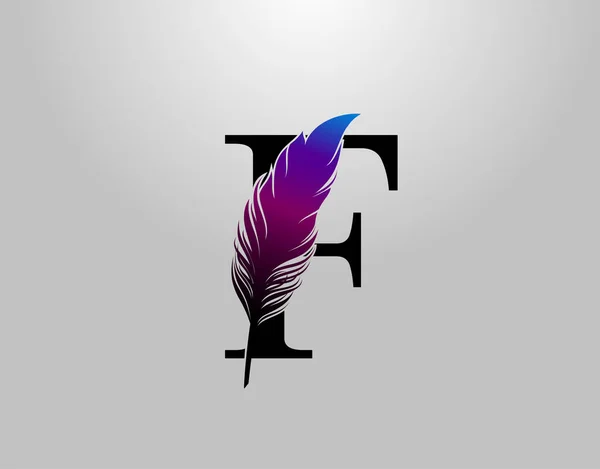 Feather Letter Brand Logo Εικονίδιο Διάνυσμα Έννοια Φτερό Σχεδιασμό Γράμμα — Διανυσματικό Αρχείο