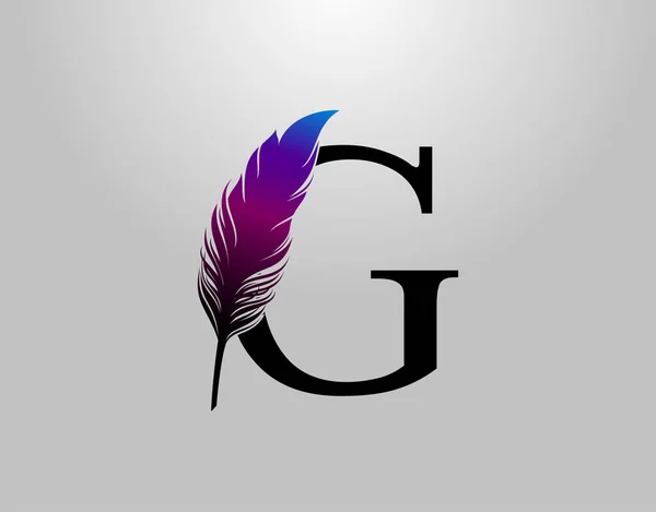 Feather Letter Brand Logo Icon Vector Design Concept Letter First — 스톡 벡터