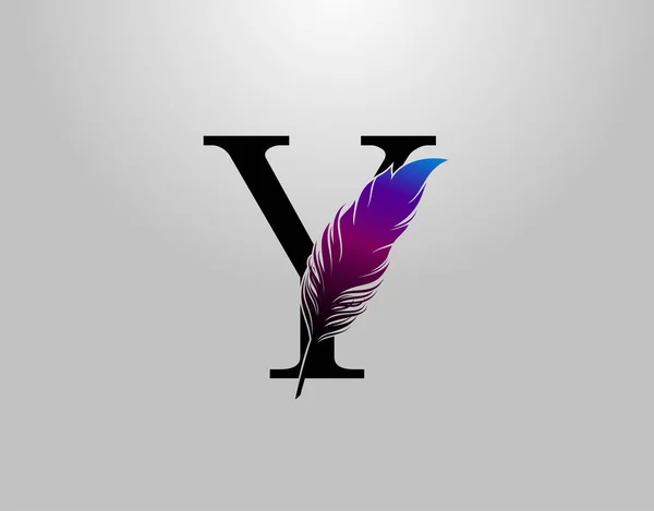 Feather Letter Brand Logo Icon Vector Design Concept Feather Letter —  Vetores de Stock