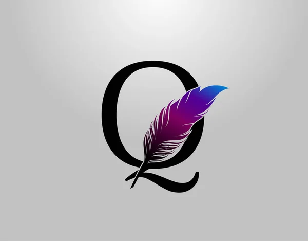 Feather Letter Brand Logo Icon Vector Design Concept Feather Letter —  Vetores de Stock