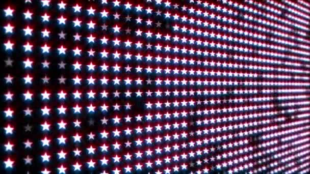 Flashing Red White Blue Stars Led Lights Display Screen Looping — Stock Video