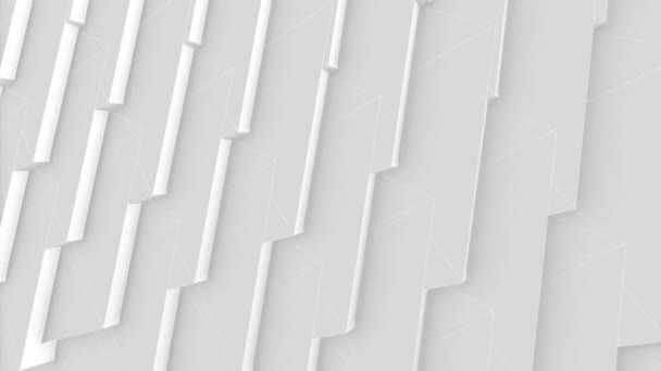 Clean White Geometric Background Repeating Sawtooth Pattern Wireframe Lines Looping — Stock Video