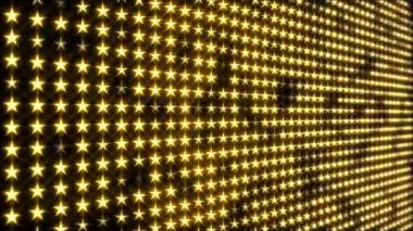 Parlayan altın, yıldız şeklinde LED ışıklar - döngü, tam HD, Las Vegas tarzı arka plan animasyonu.