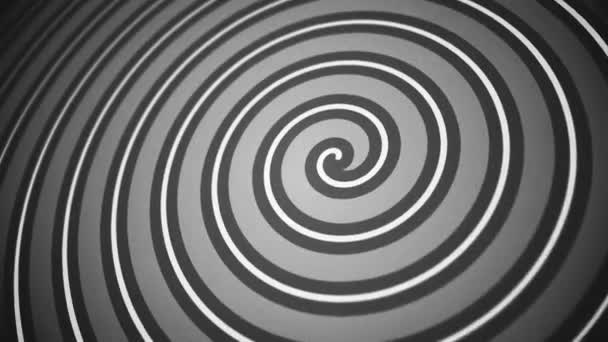 Vintage Hypnotic Circus Style Spiral Motion Background Animation Black White — Stock Video