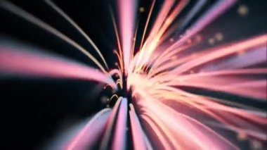 Teknoloji hareketinin arka plan animasyonu: Pembe fiber optik ışığın kusursuz akışkan kirişleri.