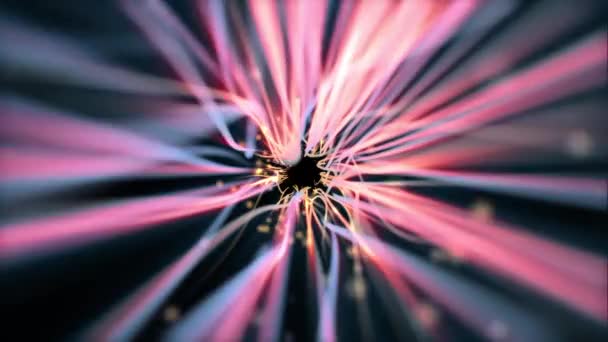 Pink Blue Golden Particle Light Beams Tunnel Motion Background Animation — Vídeo de Stock