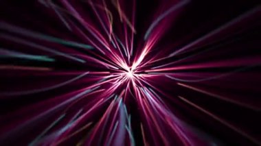 Hızlı hareket eden mor, pembe ve mavi ışık parçacıkları ile patlayıcı tünel efekti içeren kusursuz döngü arkaplanı.