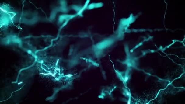 Exploding Blue Electric Energy Particles Motion Background Looping Full — Stock Video