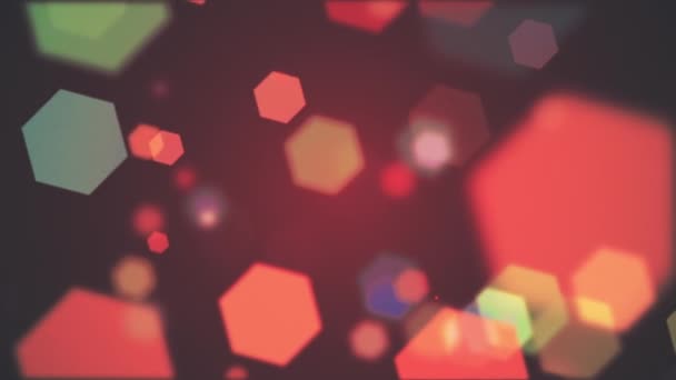 Animación Fondo Bokeh Vintage Bucle Continuo Con Partículas Hexagonales Multicolores — Vídeo de stock