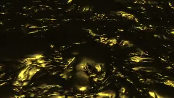 Voorzichtig Rimpelend Vloeibaar Goud Donker Water Met Gouden Lichtreflecties Looping — Stockvideo