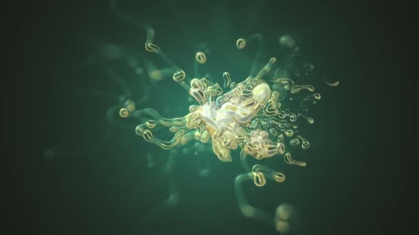 Абстрактні Зелені Органічні Клітини Рух Фонової Анімації Looting Повний Науковий — стокове відео