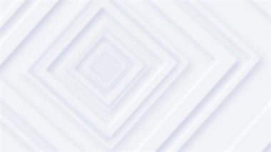 Dönen kareler ile modaya uygun beyaz neomorfizm tarzı arka plan animasyonu. Bu minimalist soyut arka plan odak noktasından çıkar ve kusursuz bir döngüdür..