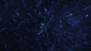 Parıldayan parlak parçacıklar, parıldayan bokeh ışığı ve ışıldayan ışık huzmeleriyle zarif mavi soyut bir zemin. Sihirli yıldız tozu etkisi.