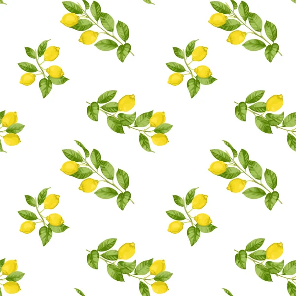 Brunches de limão padrão sem costura — Vetor de Stock