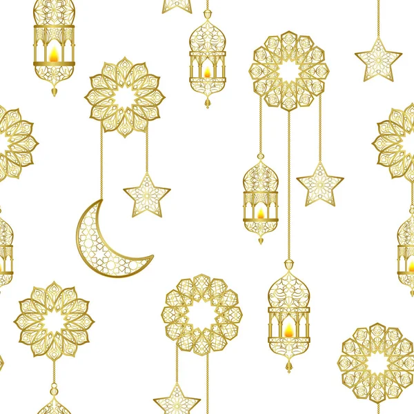 Арабский золотой фонарь — стоковый вектор