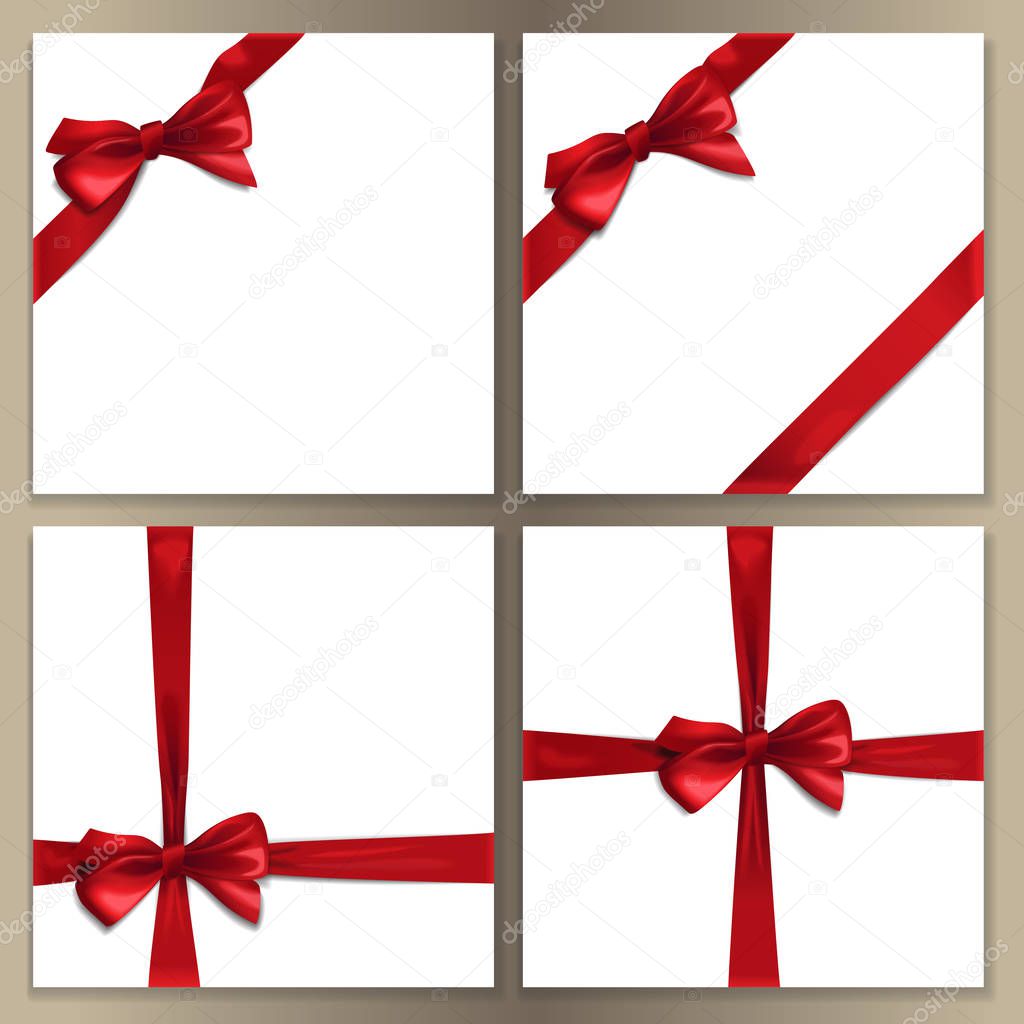 Square Template Set with Red Bow and Ribbon