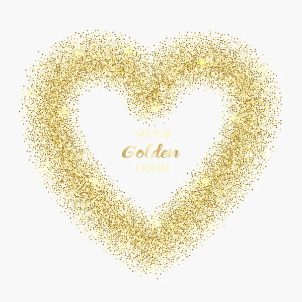 Lyxigt guld Glitter hjärtat ram — Stock vektor