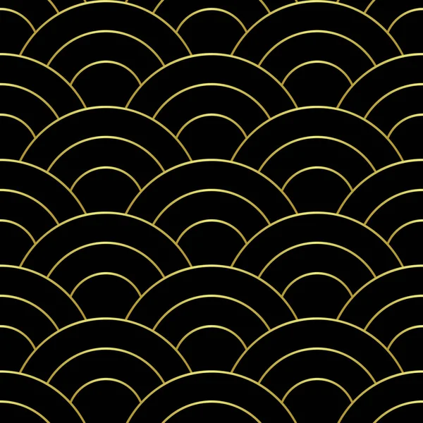 黄金の波は、シームレスなパターンを抽象化します。 — ストックベクタ
