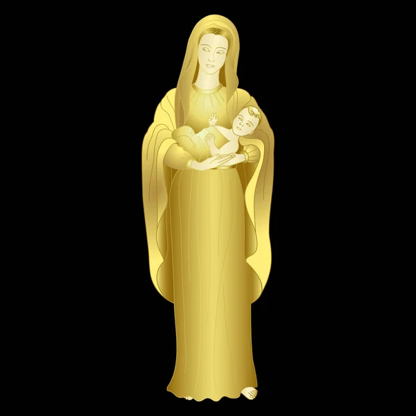 Virgin Mary holding baby Jesus — Stock Vector