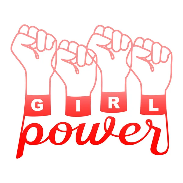 Cetak T-shirt Girl Power pada latar belakang putih - Stok Vektor