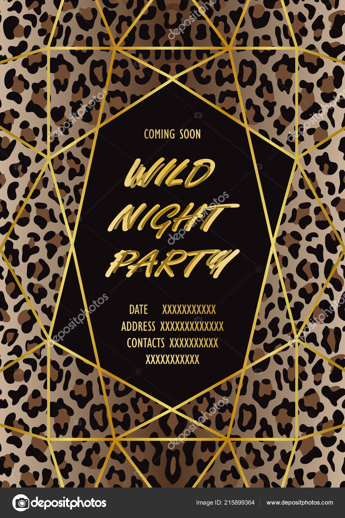 Luxury Wild Party Invitation Card With Leopard Print Stock Vector C Kronalux 215899364
