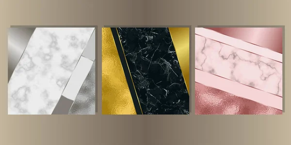 Set di copertura in marmo di lusso con elementi geometrici — Vettoriale Stock