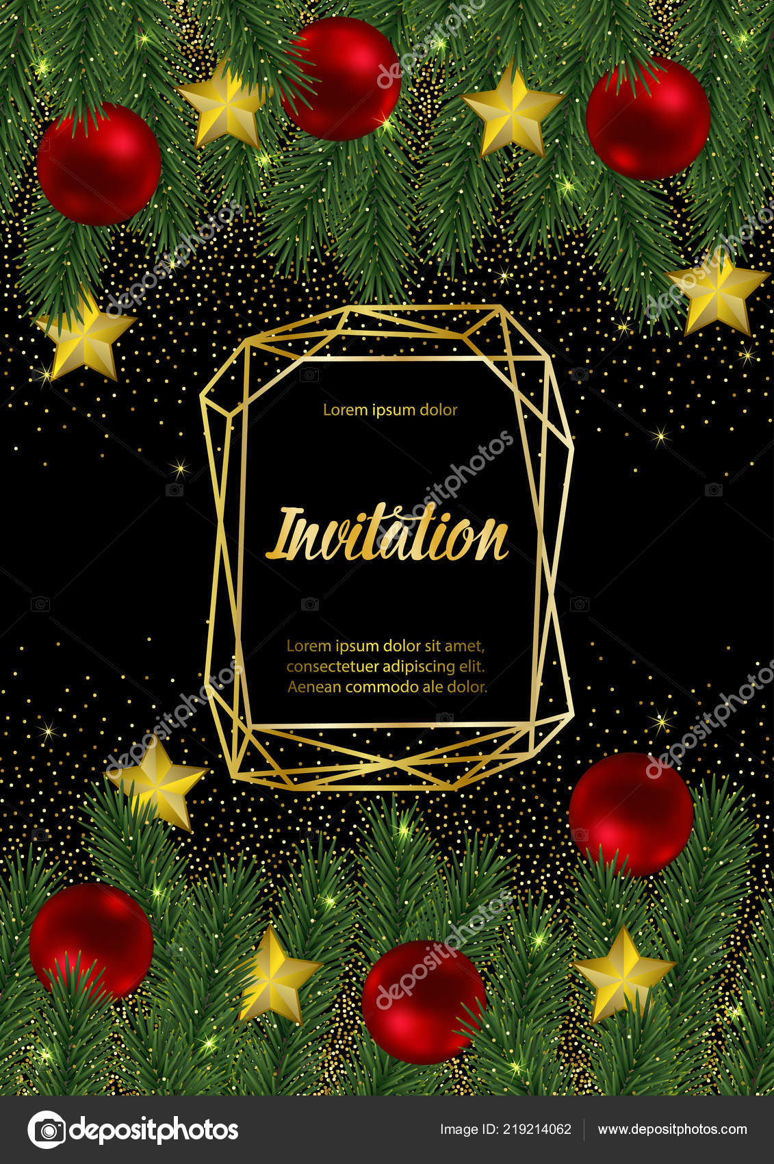 Carte D Invitation De Noel Et Nouvel An Avec Cadre Geometrique Dore Image Vectorielle Par Kronalux C Illustration Carte D Invitation De Noel Et Nouvel An Avec Cadre Geometrique Dore Image Vectorielle Par Kronalux C Illustration