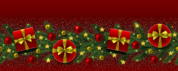 Sapin de Noël et Nouvel An sans couture frontière — Image vectorielle
