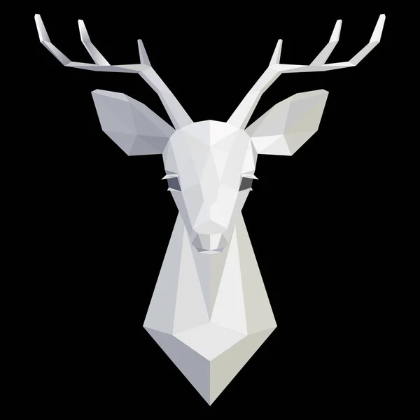鹿頭のポリゴン モデルは白。ベクトル図 — ストックベクタ