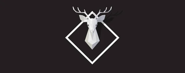 Black Web Banner with Polygonal Deer Head — Stock Vector