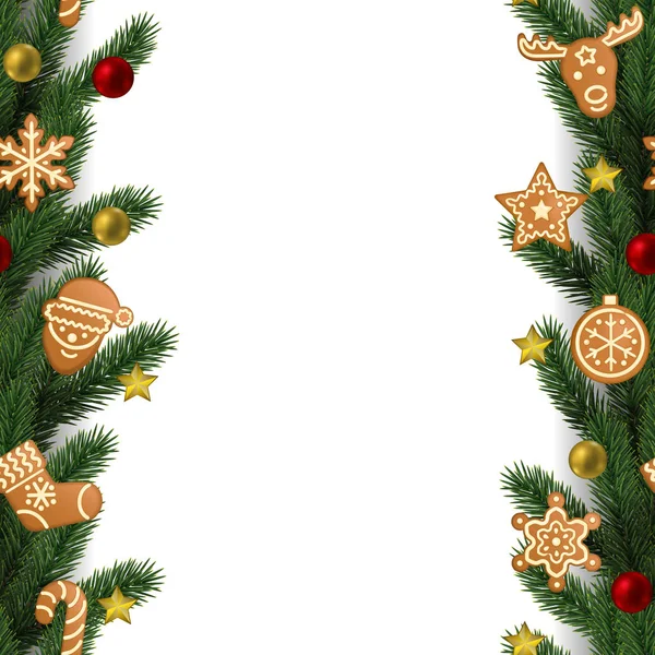 Noël et Nouvel An frontière verticale sans couture — Image vectorielle