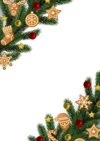 Рождественский и новогодний угловой шаблон — стоковый вектор