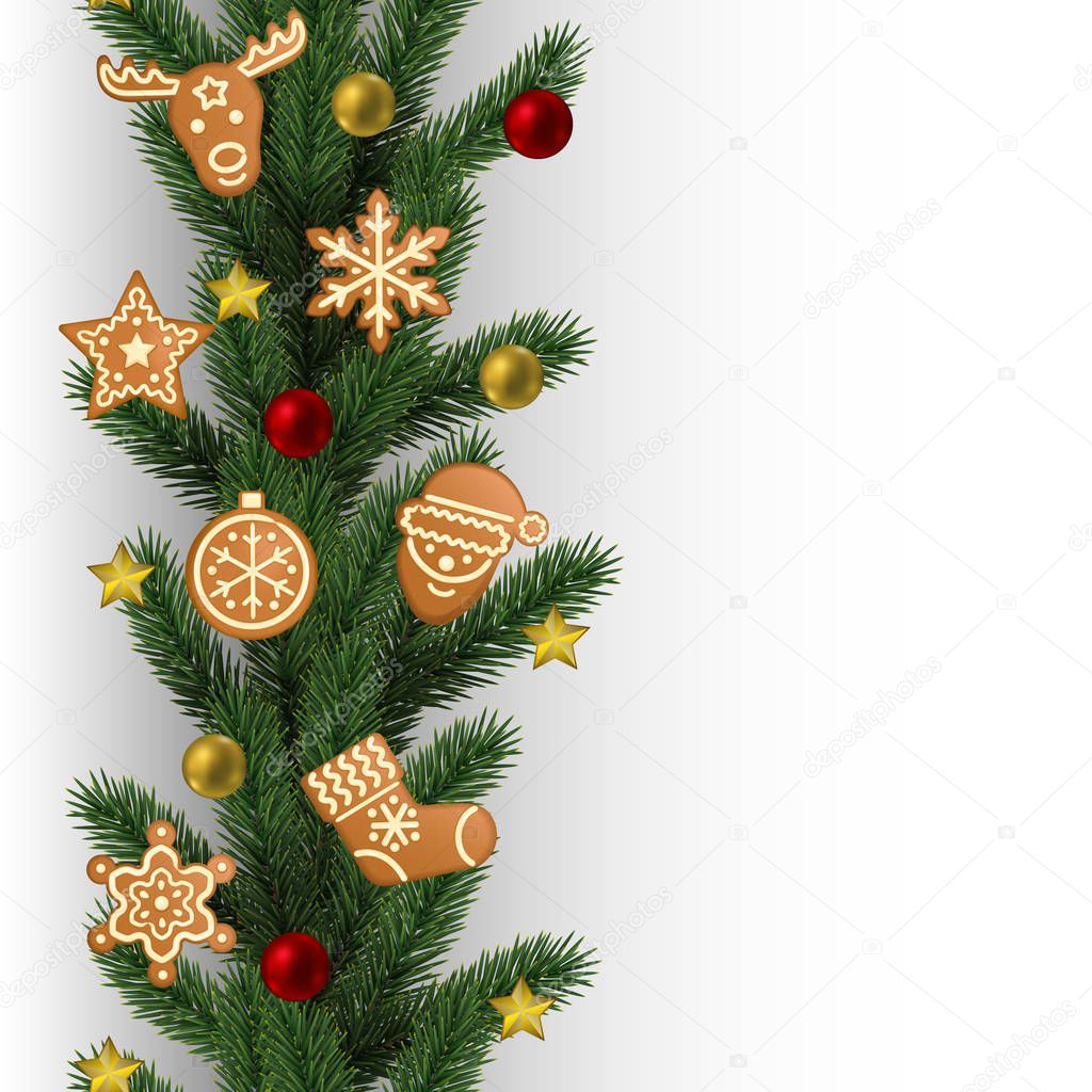 Christmas and New Year Seamless Vertical Border