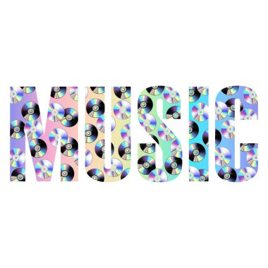 Müzik soyut T-shirt moda hologramlı cd diskler ile yazdırma