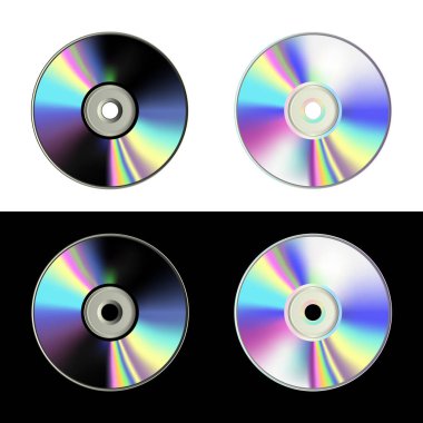 Beyaz ve siyah arka plan üzerine koymak CD yuvarlak yüzey