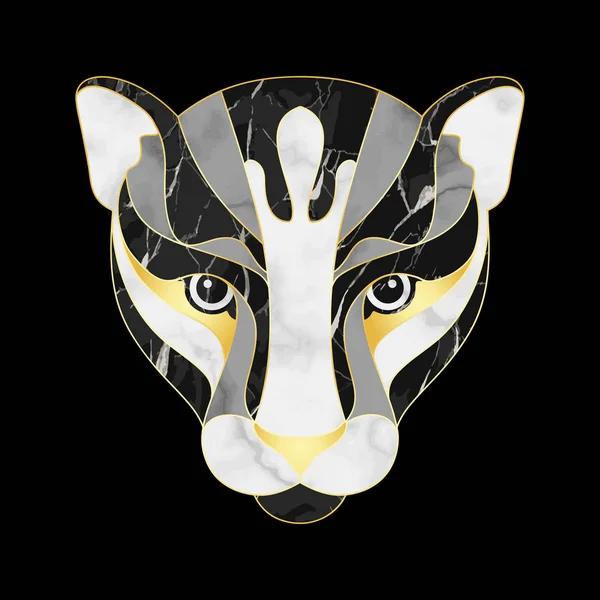 大理石抽象豹头在黑色背景 — 图库矢量图片