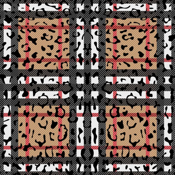 Compruebe el patrón sin costura de la manera del leopardo — Archivo Imágenes Vectoriales