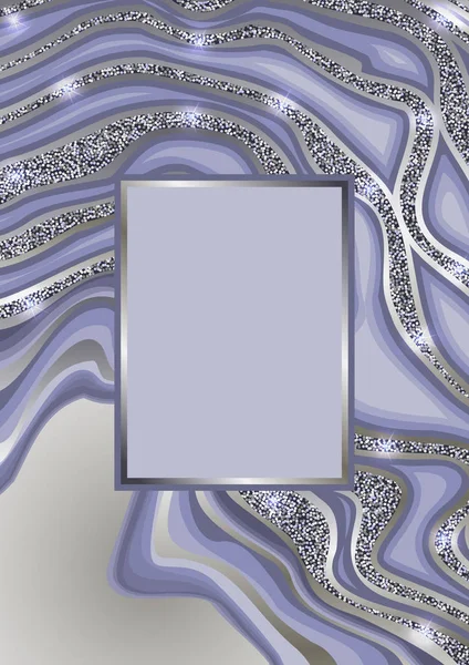Şablon Ebru lüks mavi ve gümüş vektör — Stok Vektör