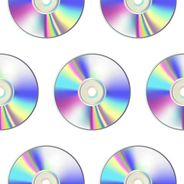 Disco CD patrón sin costura sobre fondo blanco — Vector de stock