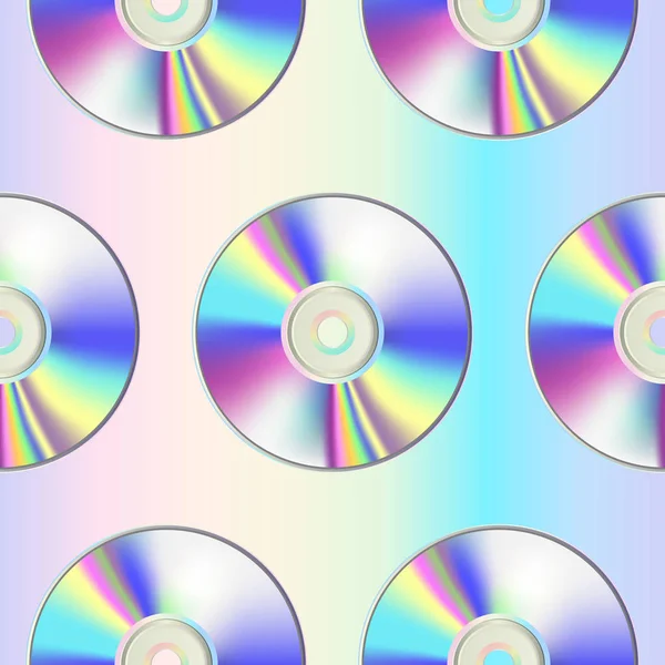 Cd disk nahtloses Muster auf holographischem Hintergrund — Stockvektor