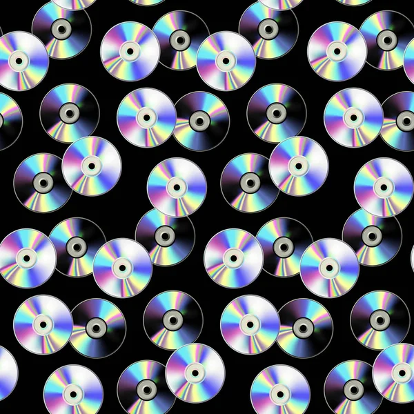 Disco CD patrón sin costura sobre fondo negro — Vector de stock