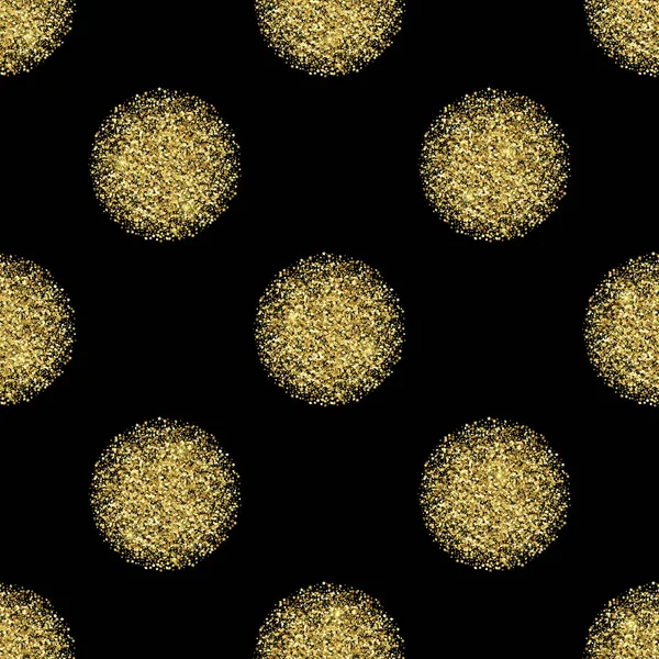 Luxo dourado Glitter Polka Dot padrão sem costura — Vetor de Stock