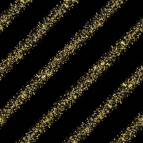Luxus goldenen Glitzer diagonalen Streifen nahtloses Muster — Stockvektor