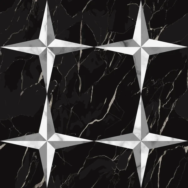 Роскошный мраморная мозаика звезда плитка бесшовный шаблон — стоковый вектор